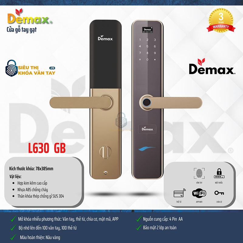 Khoá vân tay cửa gỗ Demax EL630 là lựa chọn lý tưởng cho ngôi nhà thông minh hiện đại