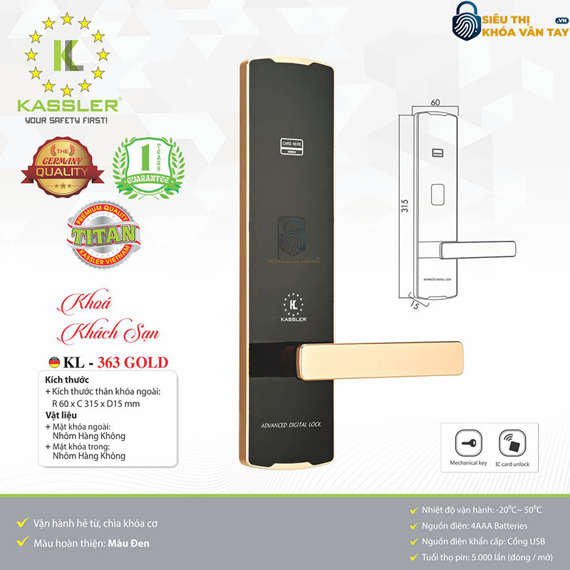 Hỗ trợ mở khóa bằng thẻ từ, vân tay, mã số và chìa cơ – đảm bảo tính linh hoạt và an toàn