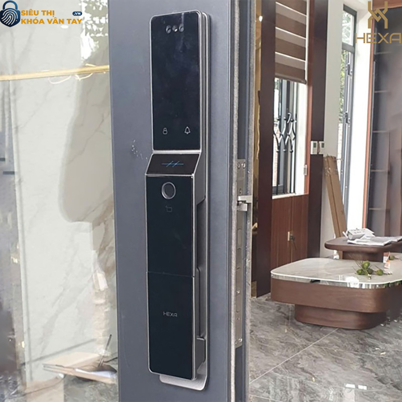 Khóa vân tay cửa gỗ Hexa P100M Pro max Face Id Màn hình 2 mặt