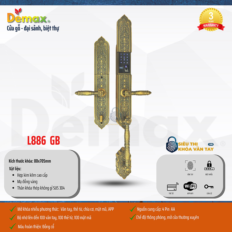Demax EL886 nổi bật với công nghệ nhận diện vân tay siêu nhạy, chống sao chép và giả mạo tuyệt đối