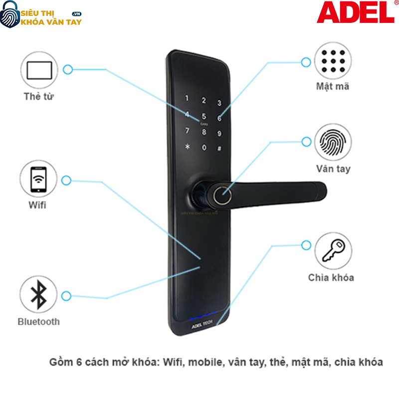 Khoá vân tay cửa gỗ Adel US13 - LB1B/LS1B/LC1B