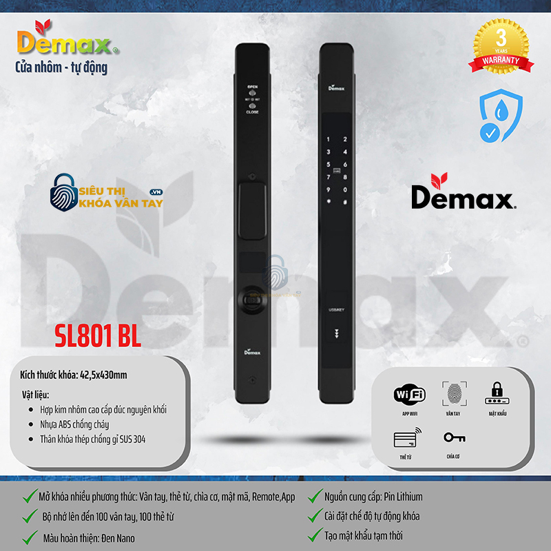 Khoá Vân Tay Cửa Nhôm Demax SL801