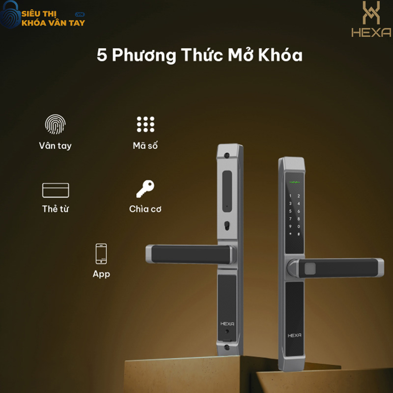 Khóa vân tay cửa nhôm Hexa A100