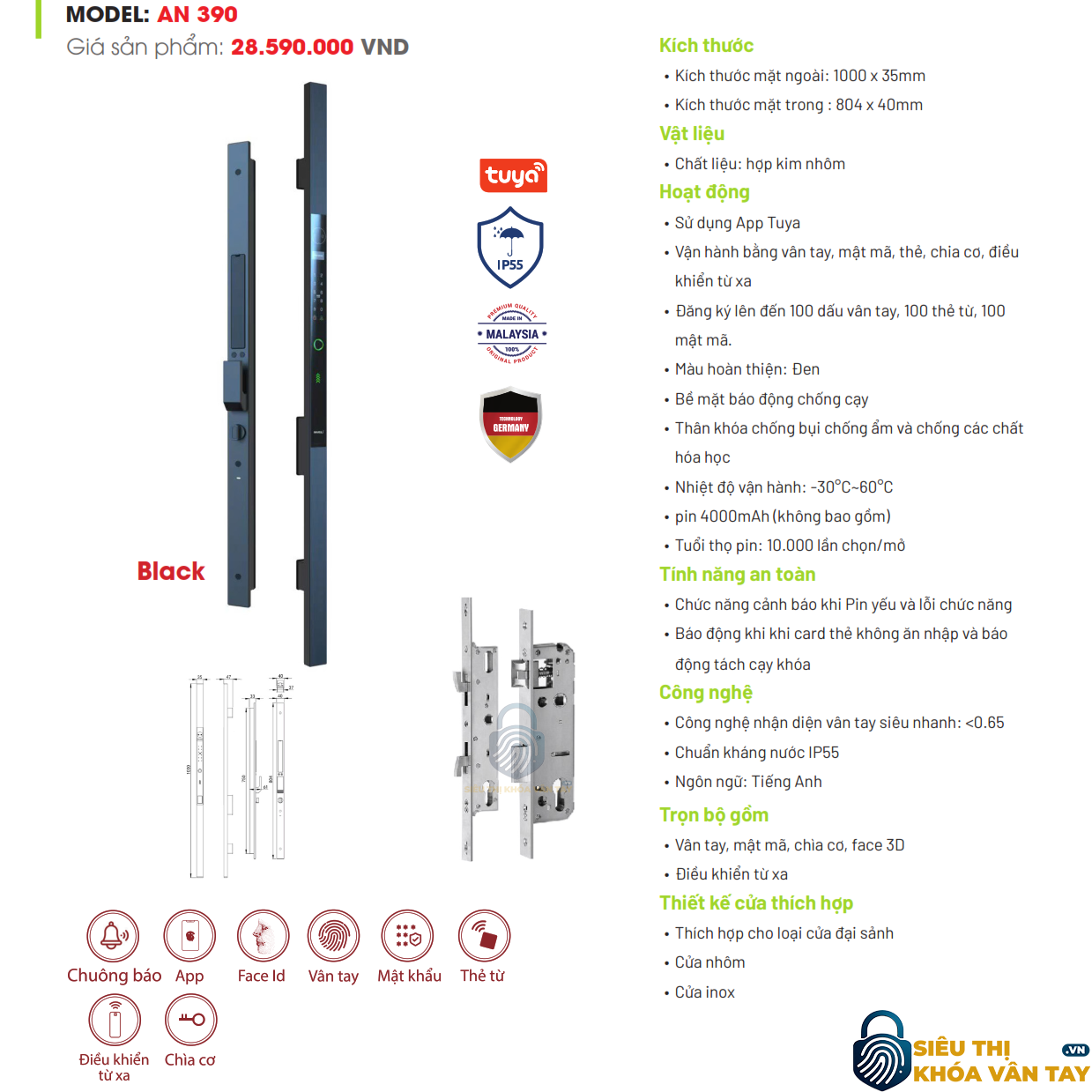 Cảm biến vân tay Avolock AN390