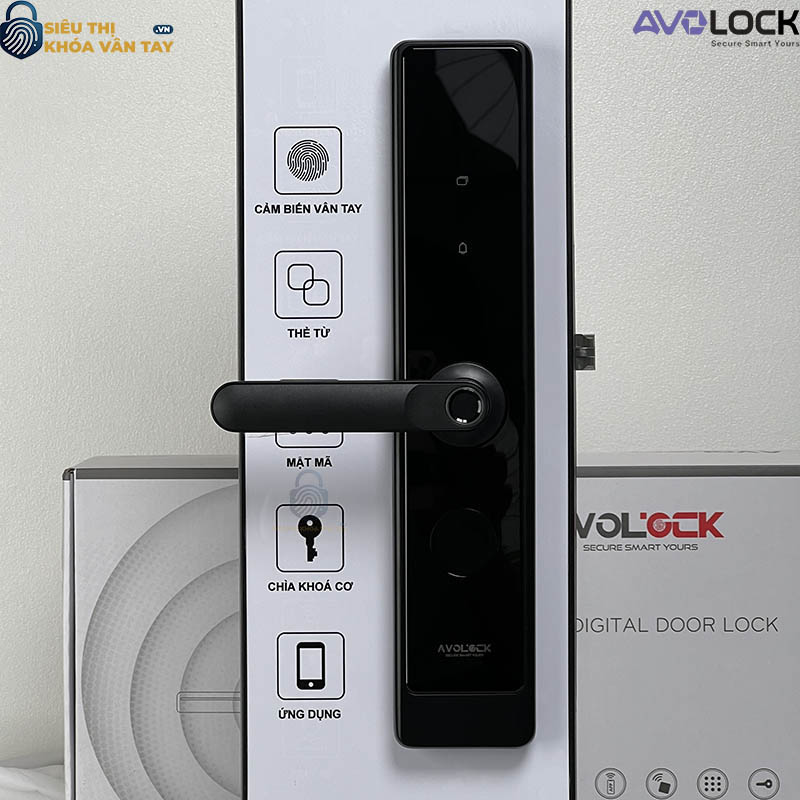 Khóa vân tay Avolock cửa gỗ AV 64 tích hợp công nghệ nhận diện vân tay siêu nhạy, mở khóa nhanh chóng.