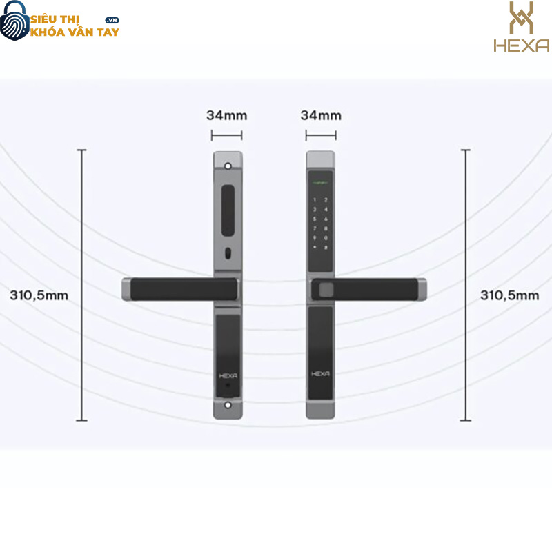 Khóa vân tay cửa nhôm Hexa A100