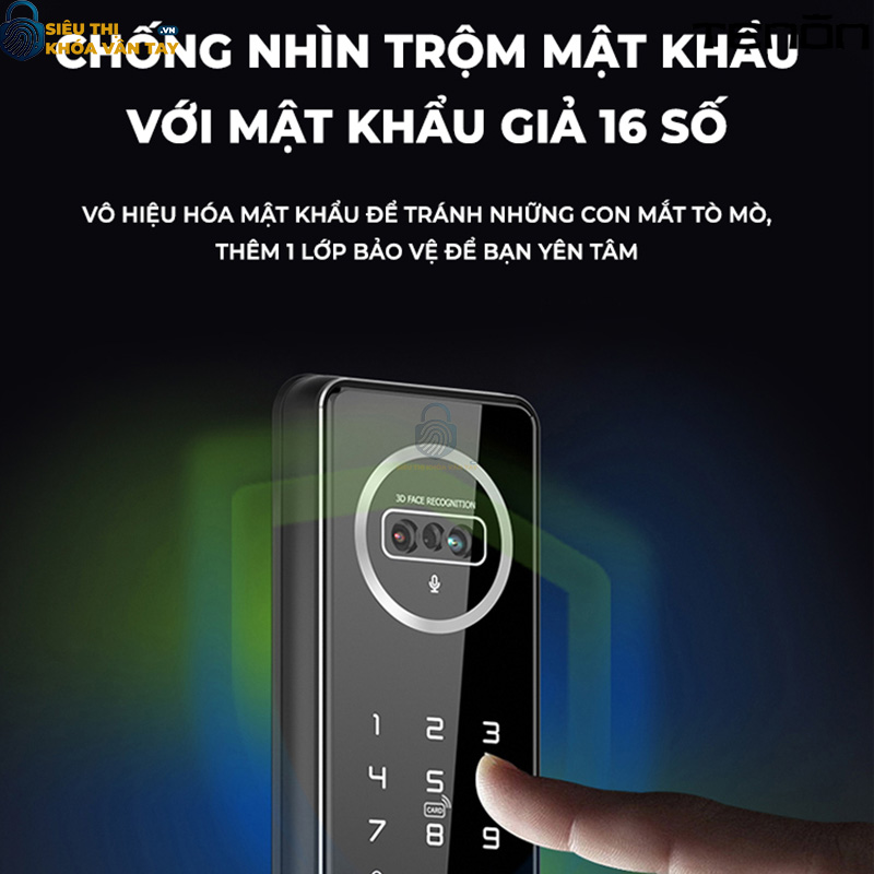 Khóa cửa thông minh Tenon A10 - thiết kế sang trọng, phù hợp với nhiều loại cửa