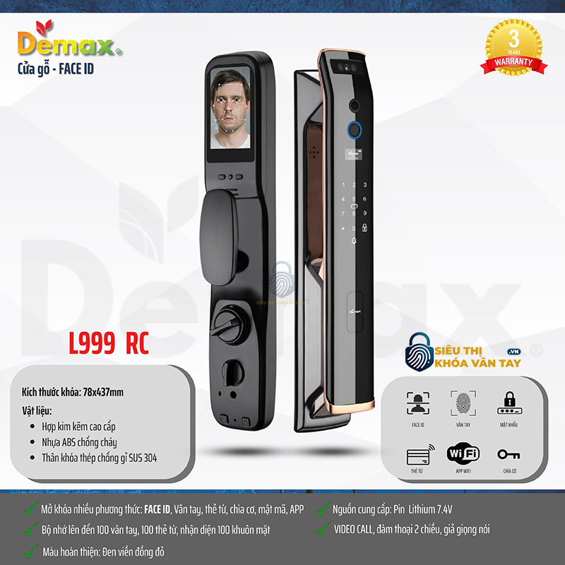 Khóa vân tay cửa gỗ Demax EL999 là lựa chọn tối ưu cho ngôi nhà hiện đại, sang trọng và an toàn