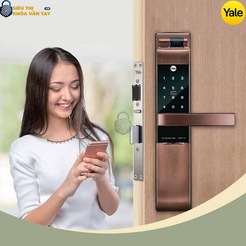 Khóa thông minh Yale YDM7116A RB sở hữu thiết kế sang trọng, phù hợp với phong cách nhà ở hiện đại