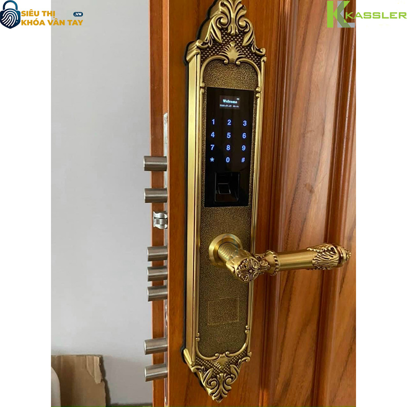 Kassler KL-959C tích hợp 5 chức năng mở khóa: vân tay, mã số, thẻ từ, chìa cơ và qua app điện thoại.