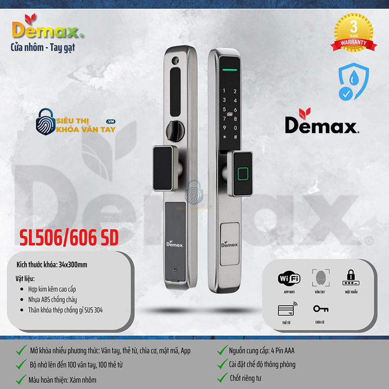 Khoá Vân Tay Cửa Nhôm Demax EL606TD
