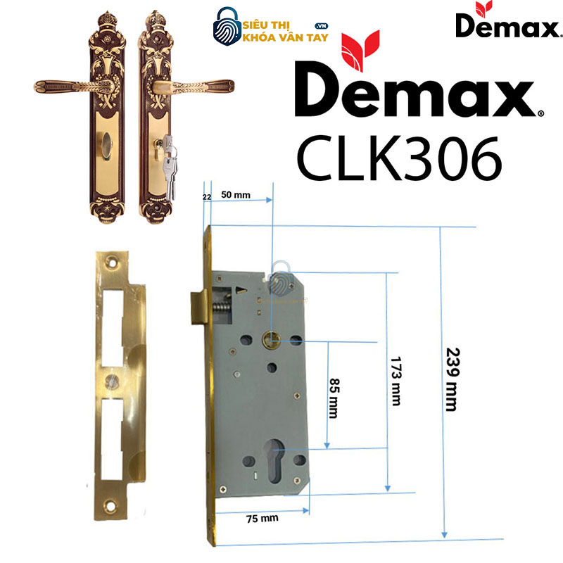 Khóa Cơ Cửa Chính Demax CLK306 BRASS