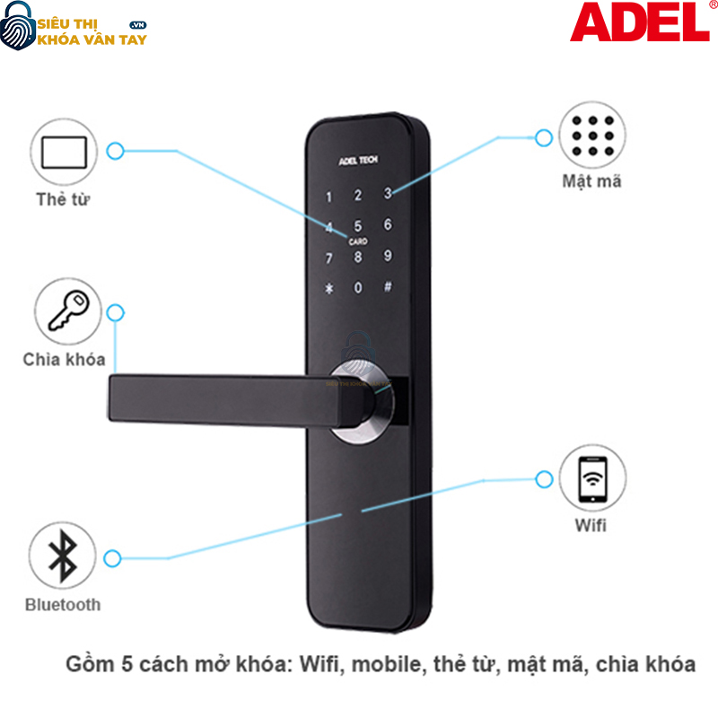 Khóa cửa điện tử Adel US12-LS4B là dòng khóa thông minh thế hệ mới được thiết kế tinh tế và bảo mật vượt trội