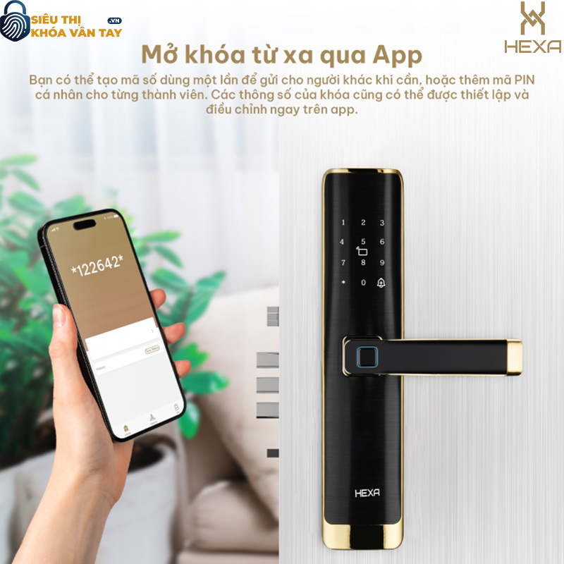Khóa vân tay cửa gỗ Hexa L100