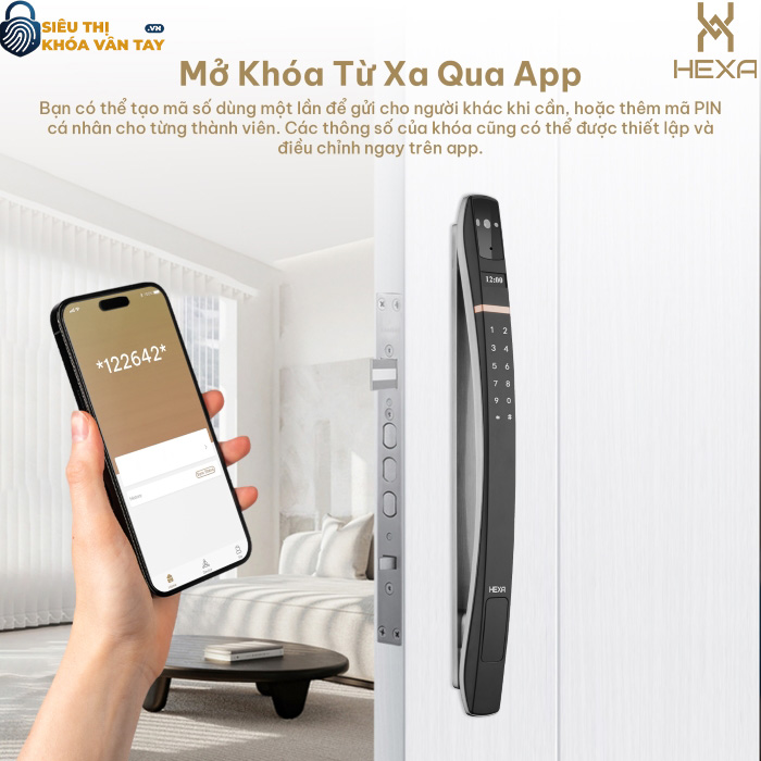 Khóa vân tay cửa nhôm cao cấp Hexa P300 Pro