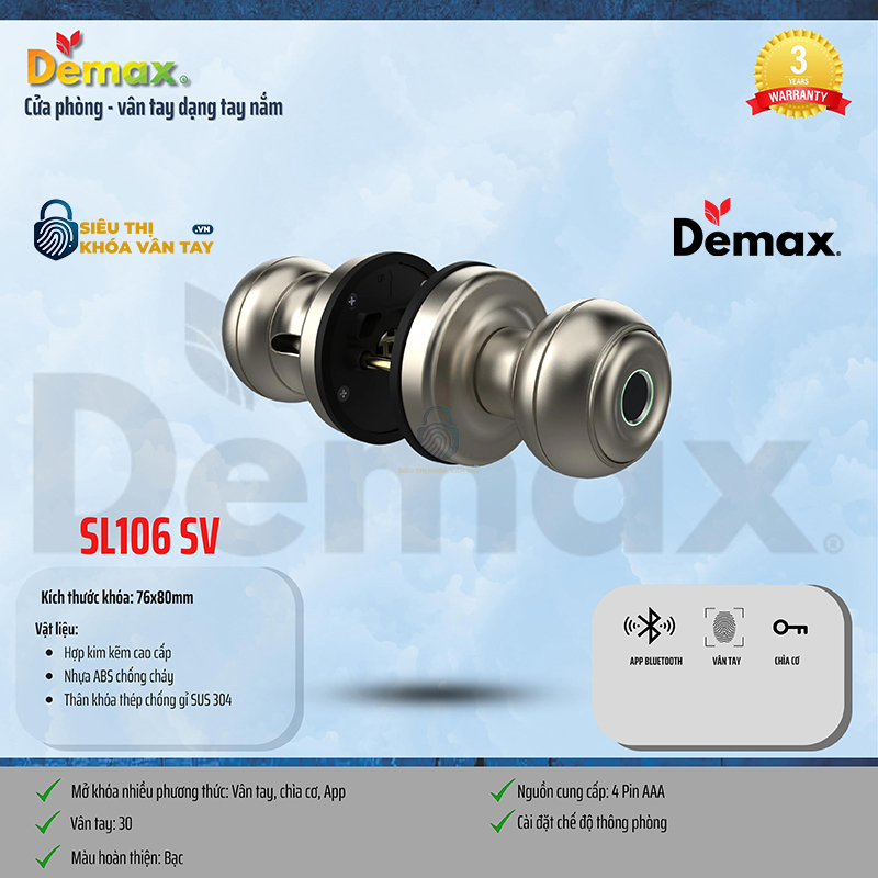 Khoá Vân Tay Cửa Phòng Demax SL106