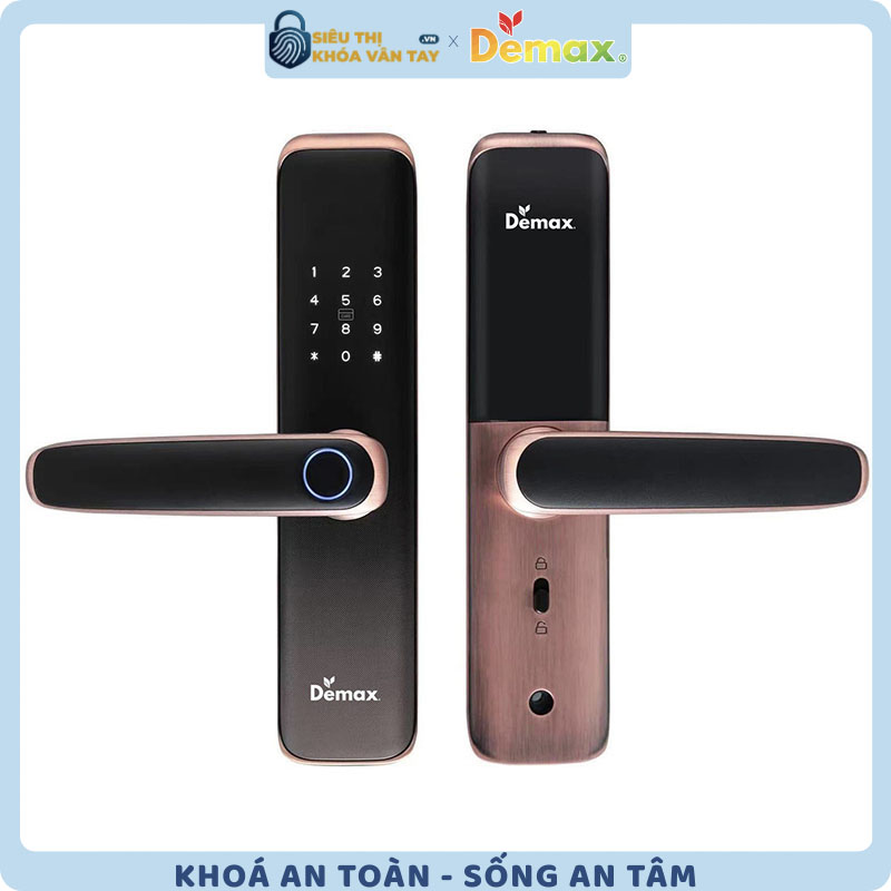 Khóa vân tay cửa gỗ Demax EL268 là lựa chọn lý tưởng cho cửa thông phòng và cửa chính gỗ