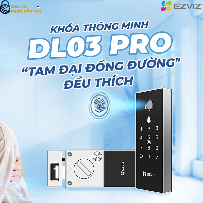 Khóa thông minh EZVIZ CS-DL03 Pro (Smart Rim Lock) sở hữu thiết kế chắc chắn, mang lại sự an toàn tối đa cho ngôi nhà.