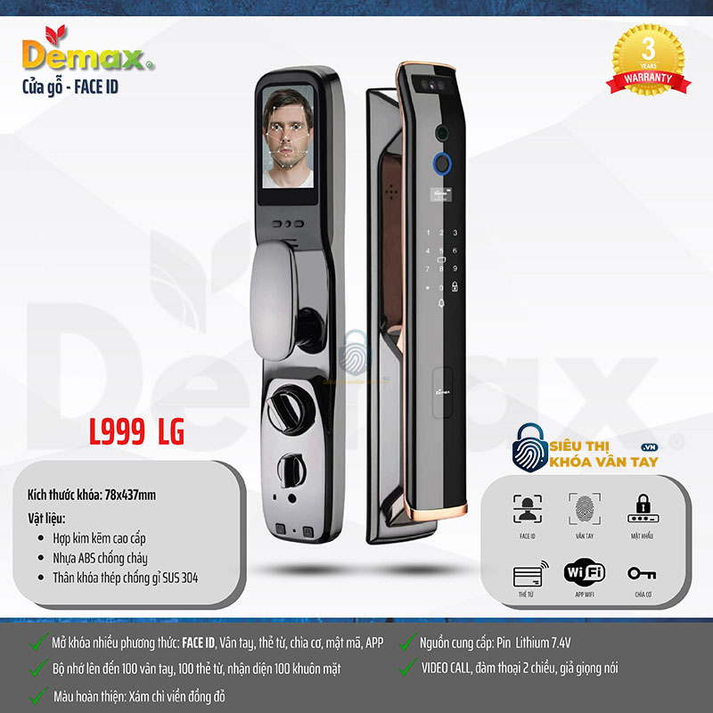 Demax EL999 thiết kế tinh tế, phù hợp với các loại cửa gỗ tự nhiên và cửa gỗ công nghiệp