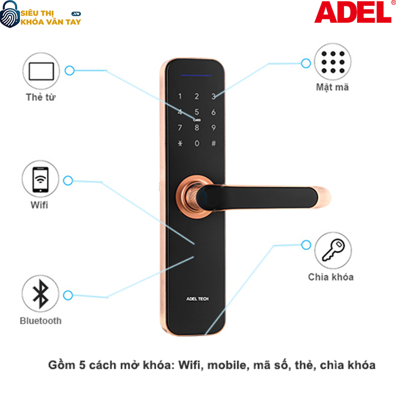 Khóa vân tay Adel cửa gỗ US13 - LB10B/LC10B mang đến giải pháp bảo mật thông minh cho ngôi nhà hiện đại.