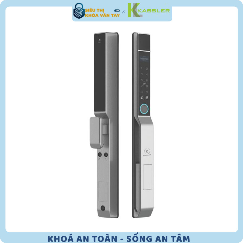 Khóa vân tay Kassler cửa nhôm KL-599 PRO MÀU XÁM