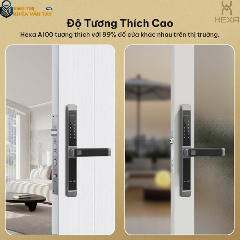 Khóa vân tay cửa nhôm Hexa A100