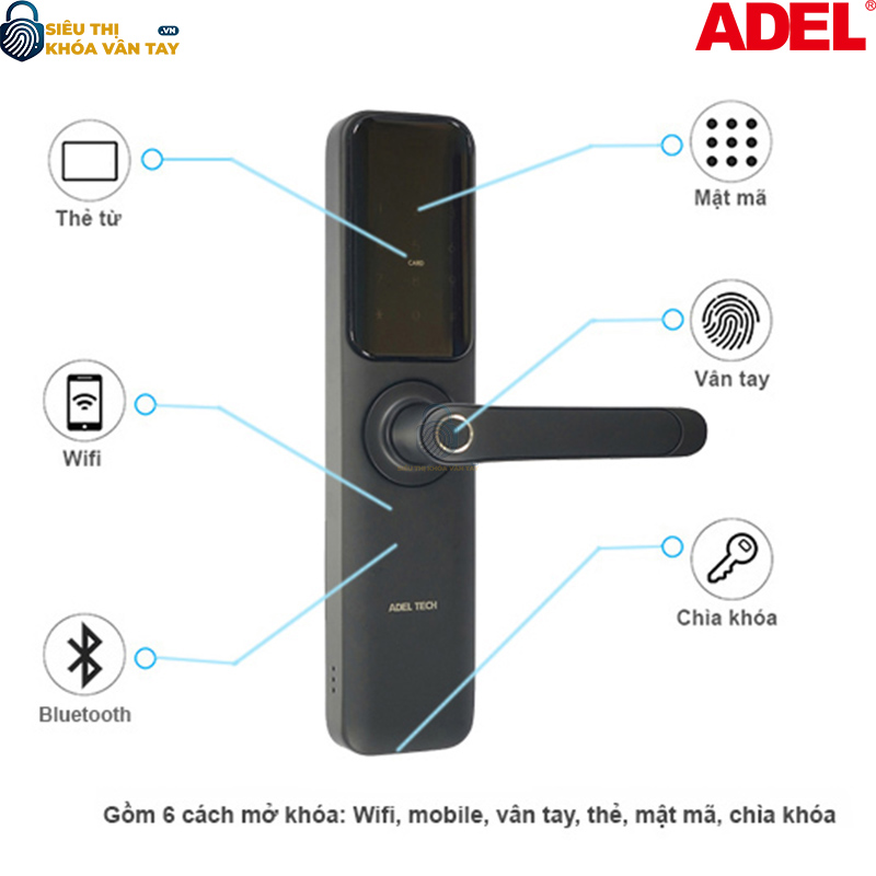 Khoá vân tay cửa gỗ Adel US13 - LB19B/LS19B