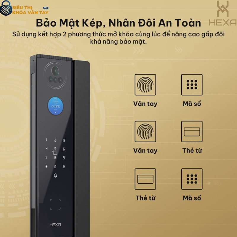 Khóa vân tay cửa gỗ Hexa P200 Pro Max