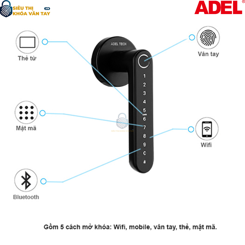 Khoá vân tay cửa phòng Adel US13 - LB16B