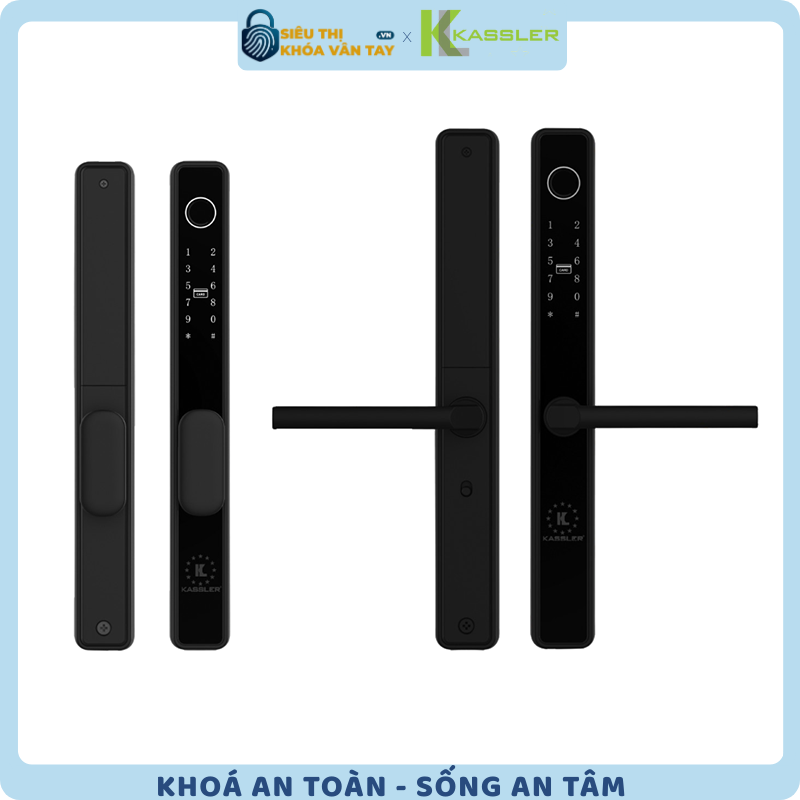 Khóa vân tay Kassler cửa nhôm KL-599IB thiết kế nhỏ gọn, hiện đại, phù hợp cho cửa nhôm đố nhỏ