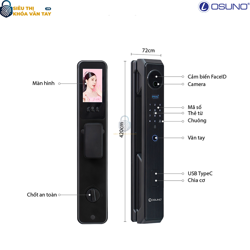 Khóa vân tay cửa gỗ Osuno OSN-3359