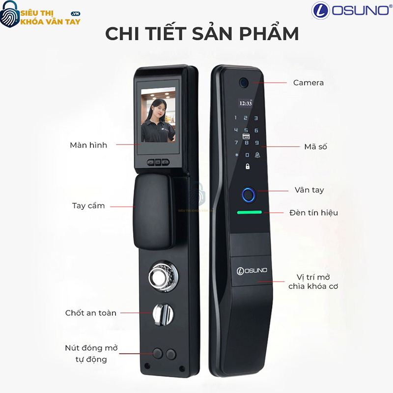 Khóa vân tay cửa gỗ Osuno OSN-3364