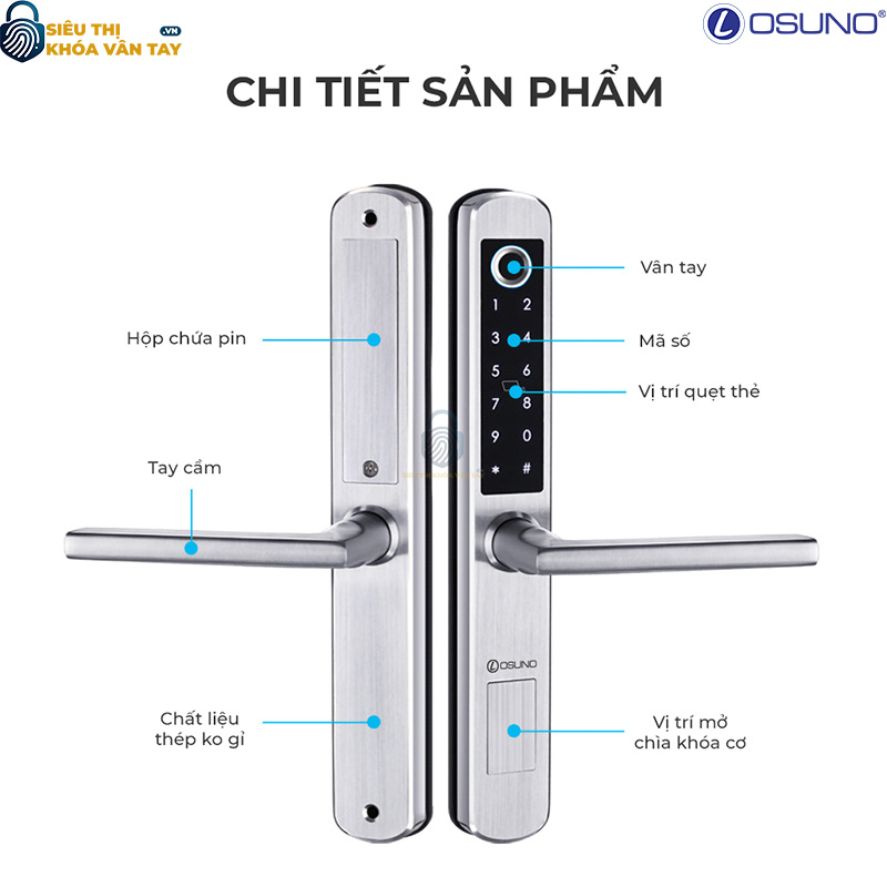 Khóa vân tay cửa nhôm Osuno OSN-3320