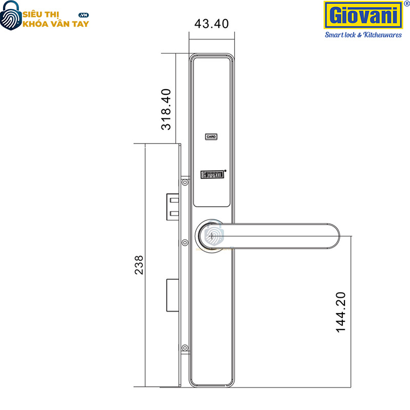 Khóa thông minh Giovani GSL-D103, bảo vệ an toàn cho khách sạn và dễ sử dụng