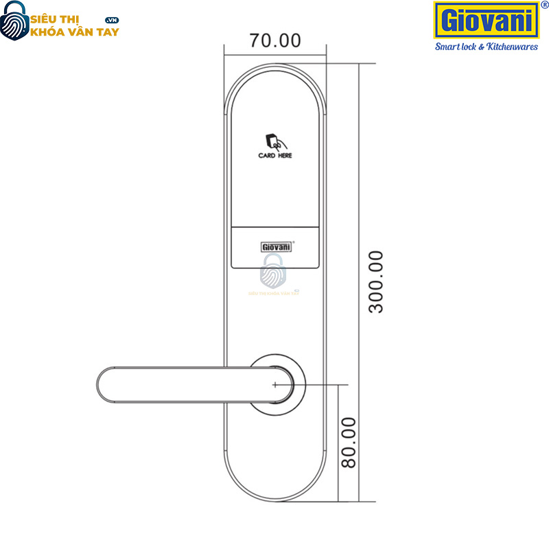 Khóa thông minh khách sạn Giovani GSL-T503 với thiết kế hiện đại và bảo mật cao