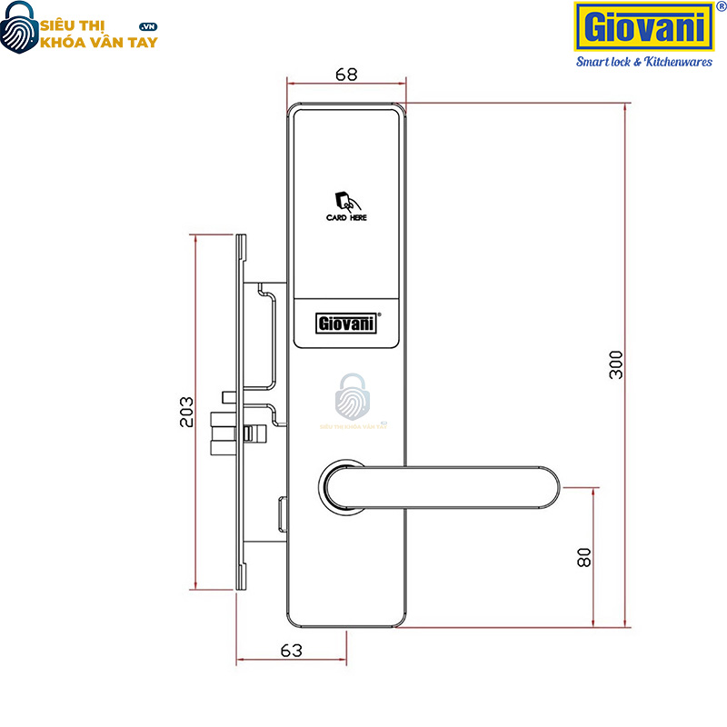Khóa thông minh khách sạn Giovani GSL-X303 với thiết kế sang trọng và tính năng bảo mật vượt trội