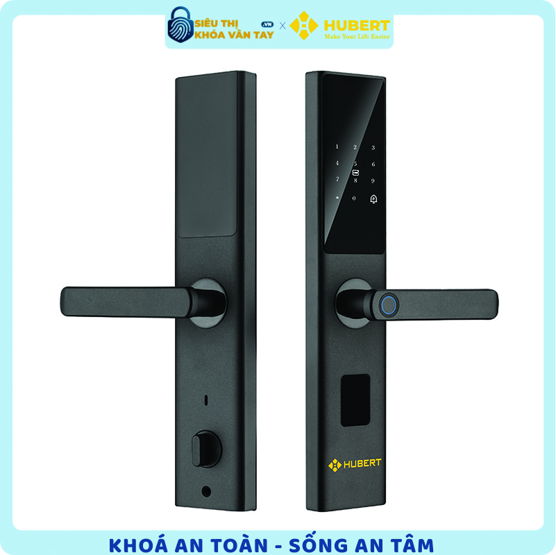 Khóa vân tay cửa gỗ Hubert CG22 BLACK tích hợp công nghệ nhận diện vân tay siêu nhạy