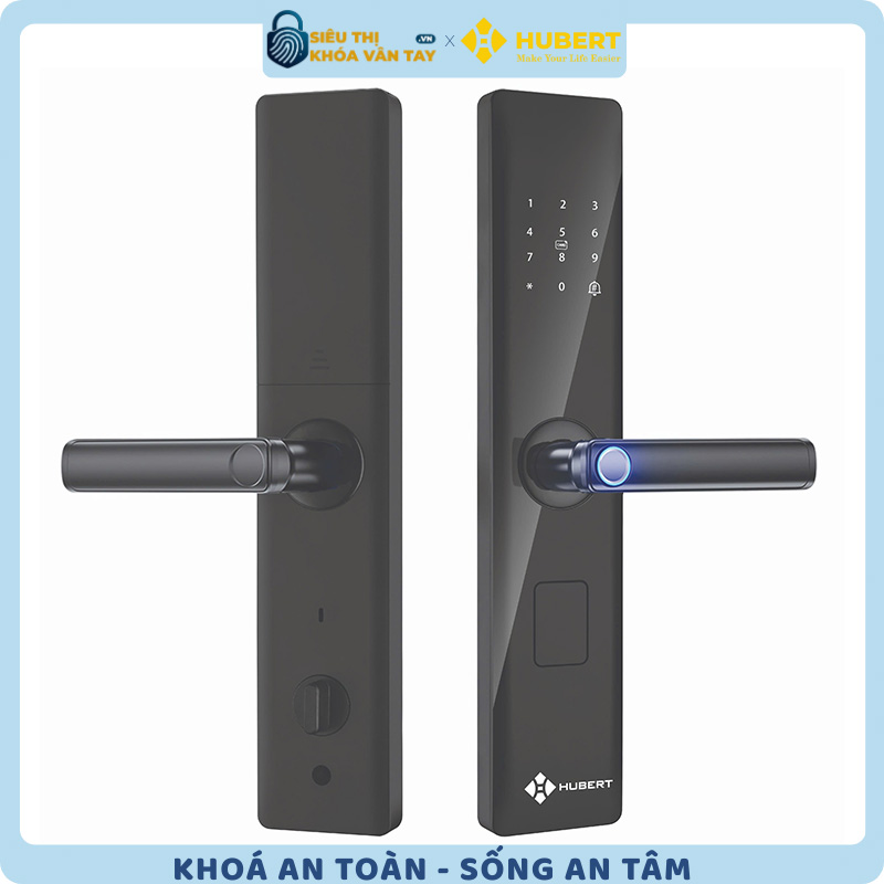 Khóa vân tay cửa gỗ Hubert CG59 ROUGH BLACK bảo mật tuyệt đối cho ngôi nhà của bạn