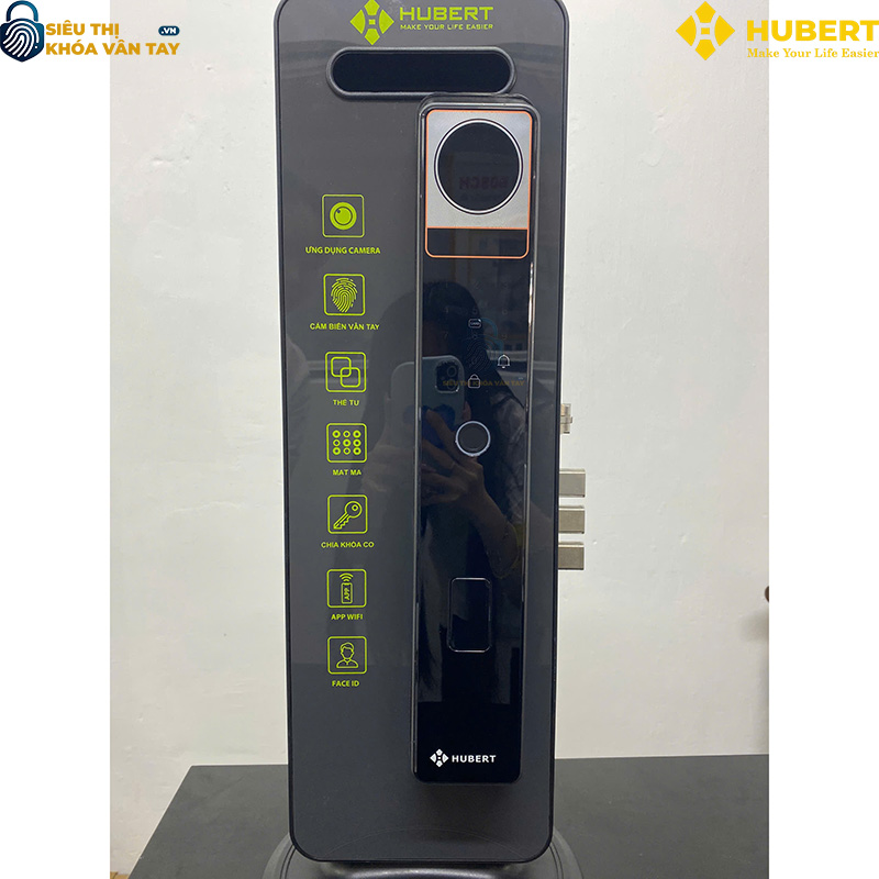 Khóa vân tay cửa gỗ Hubert CG69 BLACK thông minh bảo mật