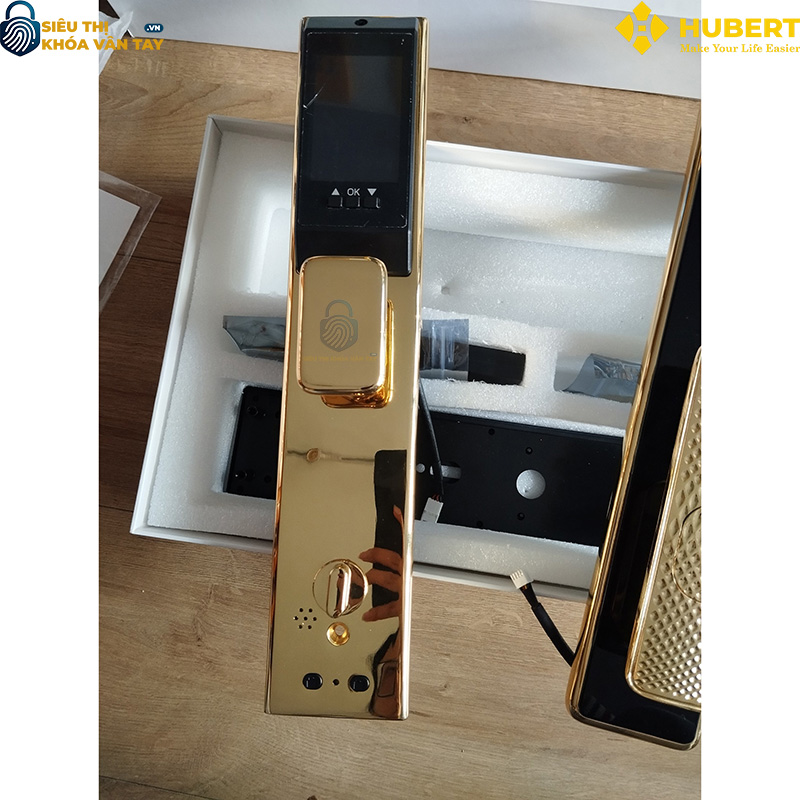 Khóa vân tay cửa gỗ Hubert CG99 GOLD 24K thông minh bảo mật
