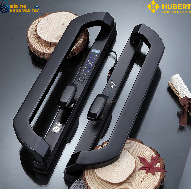 Khóa vân tay cửa nhôm Hubert CNI8 EU BLACK chính hãng cao cấp