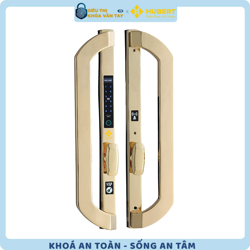 Khóa vân tay cửa nhôm Hubert CNI8 EU GOLD 24K chính hãng cao cấp