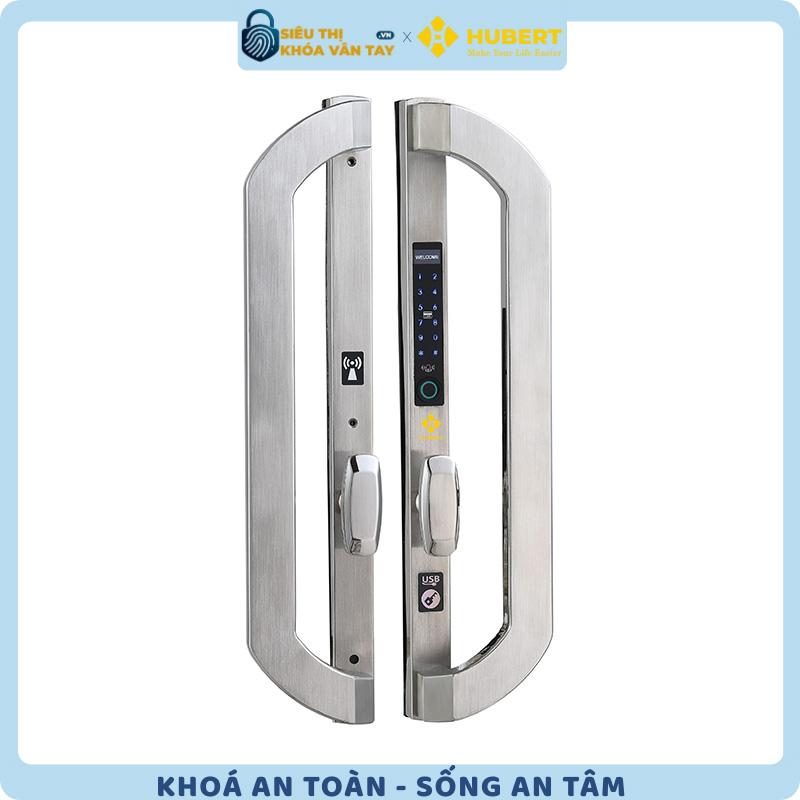 Khóa vân tay cửa nhôm Hubert CNI8 EU SILVER chính hãng cao cấp