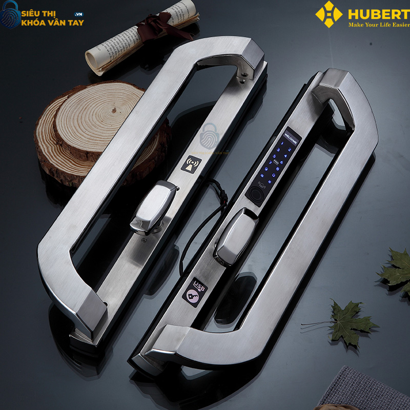 Khóa vân tay cửa nhôm Hubert CNI8 EU SILVER chính hãng cao cấp
