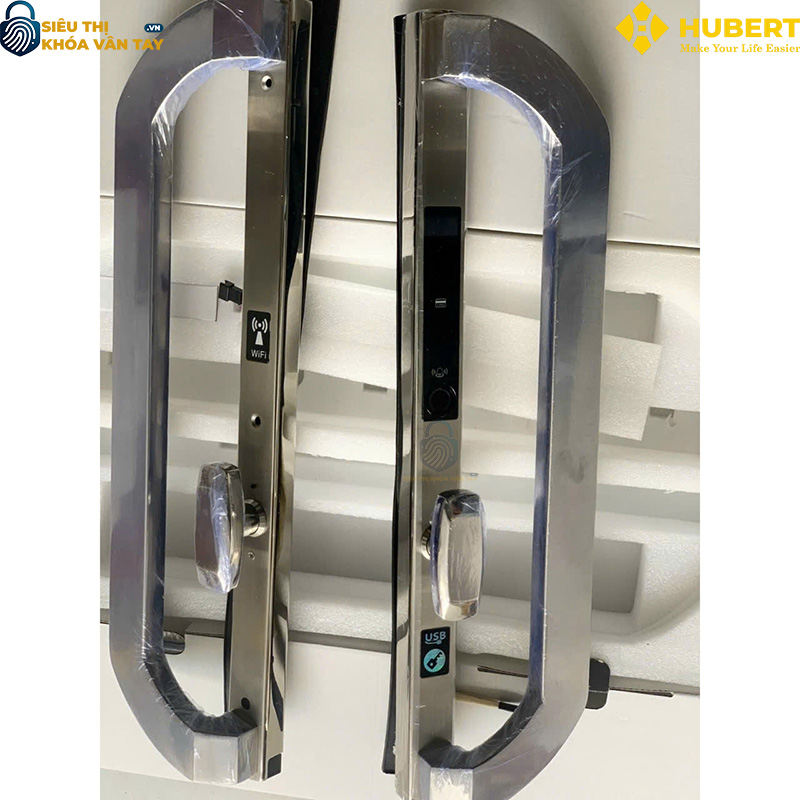 Khóa vân tay cửa nhôm Hubert CNI8 EU SILVER an toàn chống trộm