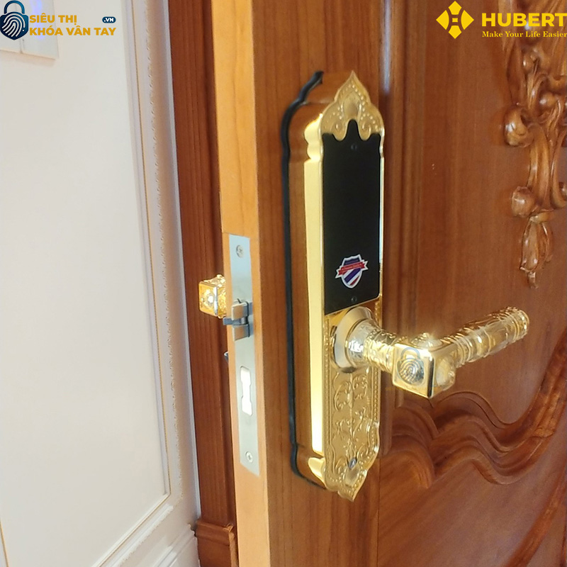 Khóa vân tay đại sảnh Hubert DS79 GOLD MINI thông minh bảo mật