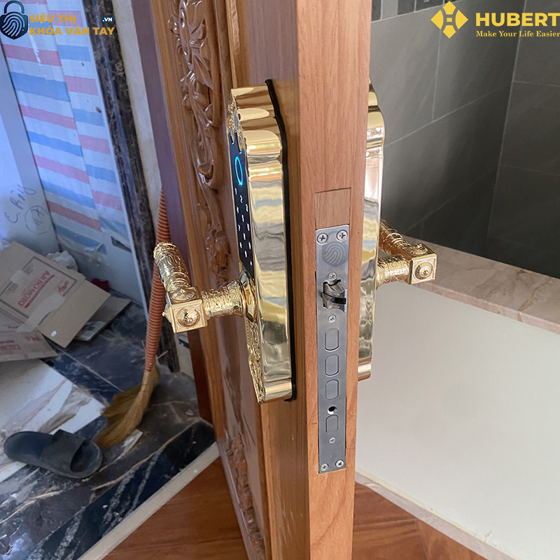 Khóa vân tay đại sảnh Hubert DS79 GOLD MINI thông minh bảo mật