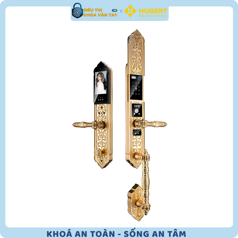Khóa vân tay đại sảnh Hubert DSI8F EU GOLD 24K với thiết kế sang trọng và tính năng bảo mật cao