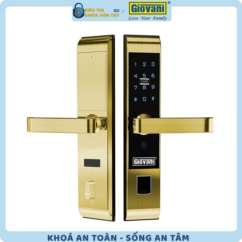 Khóa vân tay Giovani cửa gỗ GSL-118C87GG màu vàng