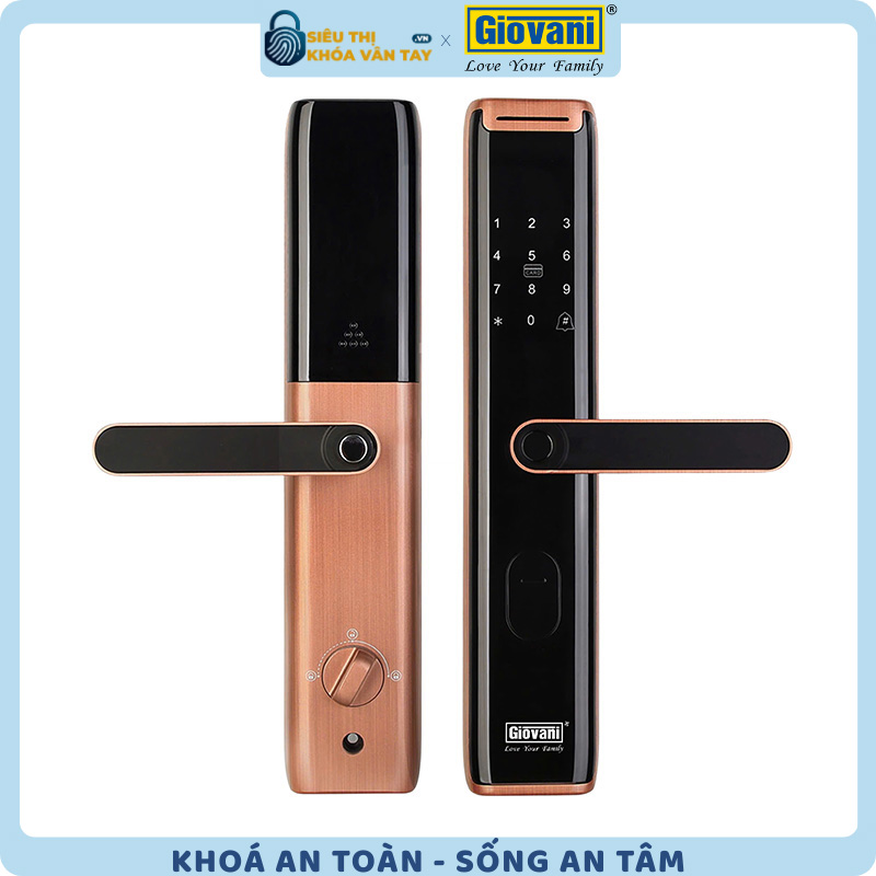 Khóa vân tay Giovani cửa gỗ GSL-A3BR màu đen hồng